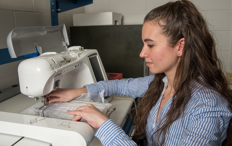 OSU’s Asimina Kiourti demonstrates her precision embroidery technique.